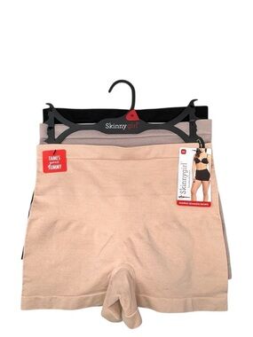 Skinnygirl Shaping Seamless Shorts Size Medium 3 Pack Black Taupe Tan Biker New